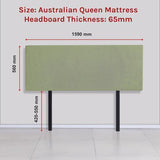 Linen Fabric Queen Bed Deluxe Headboard Bedhead - Olive Green V63-839571