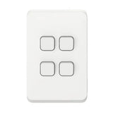 Clipsal Iconic Switch Flush Mount Rocker Standard 4 Gang 10A/AX 250V 1 Pole 1/2 Way Vertical Vivid V1202-9311554786120