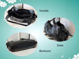 Women Tote Bag Vintage PU Leather Shoulder Handbag with Zipper for Work School, 45x25x15cm, Black V1237-ZY-924-017
