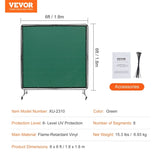 VEVOR Welding Screen with Frame 6' x 6' Welding Curtain Screen on 4 Wheels Green V952-DMSHJPF6X6YC3B64MV0