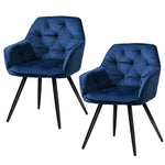 Artiss Dining Chairs Set of 2 Velvet Diamond Tufted Armchair Blue MO-DIN-GRS058-VEL-NAX2