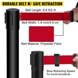 Stanchion Post Barriers 4-Set Line Dividers, Stainless Steel Stanchions with 6.6 Black Retractable V952-GLZ-CBTZ-HS-4JT01V0