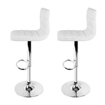 Artiss 2x Bar Stools Padded Leather Gas Lift White BA-TW-NEWT710N-WH-X2