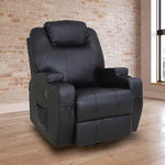 Black Massage Sofa Chair Recliner 360 Degree Swivel PU Leather Lounge 8 Point Heated V63-821971