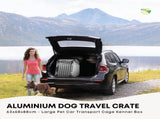 Aluminium Dog Travel Crate 63x68x88cm - Large Pet Car Transport Cage Kennel Box V238-SUPDZ-39646754799696