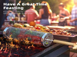 Grill Basket 2PCS Rolling Grill Baskets with Handle BBQ Grill Basket for Outdoor Grill Barbecue V1370-AZ4-07201