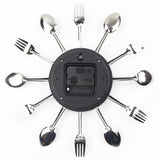 3D Removable Modern Creative Cutlery Kitchen Spoon Fork Wall Clock Mirror Wall Decal Wall Sticker V1369-AZ3-W-04409