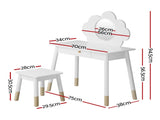 Keezi Kids Dressing Table Chair Set Vanity Makeup Wooden Leg Mirror Drawer FURNI-C-CLOUD-KDT-WH