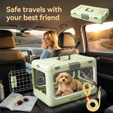Foldable Hard Cat Carrier, Transparent Pet Crate for Cats & Small Dogs, Collapsible Travel Kennel V1107-136-47040-APR