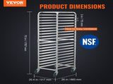 Bun Pan Rack, 20-Tier Commercial Bakery Racks with Brake Wheels, Aluminum Racking Trolley Storage V952-MBPJLZCCHC205PLL3V0