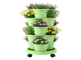 Green Fingers 5 Tier Vertical Garden Planter, Stackable Planters with Wheels, Light Green, Garden GARDEN-5T-LGR