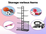 Everfit Ball Storage Rack Sports Equipment Organizer 7-Tier with Basket for Garage Gym Black BSR-A-H146-B-BK