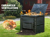 Garden Compost Bin 300 L, BPA Free Composter, Large Capacity Outdoor Composting Bin with Top Lid and V952-GDSDFXHSPP80WX06WV0