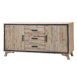 Buffet Sideboard in Silver Brush Colour with Solid Acacia & Veneer Wooden Frame Storage Cabinet with V43-BFT-SSH