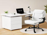 Artiss Computer Desk Executive Office Chairs Sets White DESK-140M-CHAIR-7023-WH