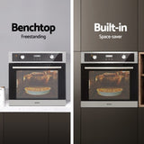 Devanti Electric Built In Wall Oven 80L Convection Grill Ovens Stainless Steel BIO-C-8F-BKSS