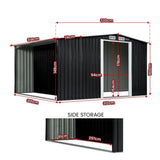 Wallaroo Garden Shed with Semi-Closed Storage 10*8FT - Black GSS-BSW-108S-BK