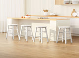 Artiss 4x Bar Stools Round Chairs Wooden White BA-G-7033-WHX4