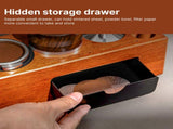 3 IN 1 Espresso Knock Box and Tamping Station 51/54/58MM Espresso Anti-slip Sapele Wood V1294-YM0901-H48704