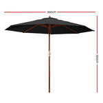 Instahut 3m Outdoor Umbrella Pole Umbrellas Beach Garden Sun Stand Patio Black UMB-POLE-3-H-BK