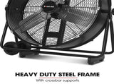 BAUMR-AG 24" 610mm 260W Industrial Mobile Floor Drum Fan, Tilting, Large, Commercial, Heavy-duty V219-SPCAIRBM24DA