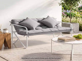 Gardeon Garden Bench 2 Seater Outdoor Bench Metal with Cushion 118cm Grey GB-TEX-CUSHION-WH