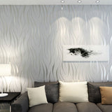 Clearance! Room Decor Silver 3D Non-Woven Wave Stripe Embossedpaper Rolls Living Room Decor 10M V1370-AZ4-17373