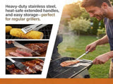 9-Piece BBQ Grill Tool Set, Stainless Steel with Storage Bag,Very suitable for camping, backyard V1188-MS-825-004