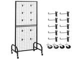 Grid Wall Panel, 600 x 1640 mm Wire Grid Panels Display Rack, Movable Art Display Shelf with Wheels V952-LSWGQ6070INCBK7NM001V0