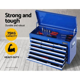 Giantz 10 Drawer Tool Box Cabinet Chest Toolbox Storage Garage Organiser Blue TB-10DR-CHEST-BL