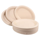 Versatile Oval Beige Paper Pulp Plates for Various Occasions 50Pcs V1369-AZ3-W-18537