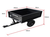Kartrite Heavy Duty Dump Cart 270kg Capacity Pneumatic Tyres Quick Release Pedal Removable Tail TLY-SPR-39C-BK