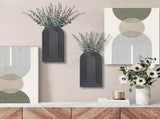 2 Pack Wooden Wall Vase Set - Brown Finish Modern Farmhouse & Boho Wall Decor for Entryway, Hallway, V1369-AZ3-W-11424