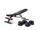 Powertrain 48KG Adjustable Dumbbell Set with FID Weight Bench BF1-24-BU-2-01B