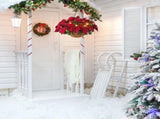 Pre Lit Christmas Hanging Basket Flocked with Mixed Decorations and LED Lights Artificial Frosted V1294-YM0523-10323269