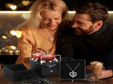 Preserved Red Real Rose Flowers in Box with I Love You in 100 Languages Necklace - Unique Gift for V1258-DP02-C-1058