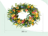 20 Inch Spring Summer Colorful Floral Wreath for Front Door, All Seasons Wildflower Wreath with V1258-DP02-C-2651
