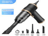 4-in1 Black Wireless Compact Handheld Car Vacuum Cleaner & Air Duster with 5 Nozzles/Brushes- 5300 V888-ELOSUNG42055