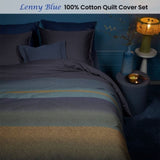 Bedding House Lenny Blue Cotton Quilt Cover Set Queen V442-HIN-QUILTCS-LENNY-BLUE-QS