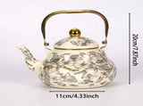 Vintage Floral Enamel Tea Kettle, 1.5L 2.0L 2.5L Stovetop Safe Steel Teapot with Ergonomic Handle, V1366-AZ2-W-14786