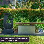 PROTEGE Solar Fountain Water Feature Outdoor Bird Bath with LED Lights - Charcoal V219-PMPFPKPROA3CB