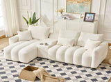 92-inch high-quality teddy fur fabric corner sofa - Black V1316-W1825S00020