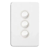 Hager Silhouette Switch Flush Mount Rocker Standard 3 Gang 16A AX 250V 2 Way Vertical White WBSSV3 V1202-V1-HAGWBSSV3