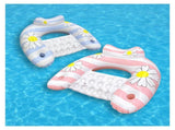 Daisy Inflatable Pool Floats 2-Pack Adults U-Shaped Lounge Chairs with Cup Holders, Portable V1107-DAISY INFLATABLE POOL FLOATS