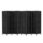 Artiss 8 Panel Room Divider Screen 326x170cm Woven Black RD-C-8001-8P-BK