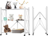 CARLA HOME 3-Tier Foldable Storage Shelf with Wheels for Kitchen, Garage, Pantry or Basement LSB-36253