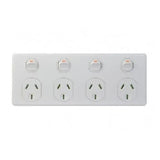 GSME Power Point Flush Mount Standard 4 Gang 10A 250V 2 Pole Horizontal White PUBIG4 V1202-V1-GSMPUBIG4