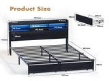 Double Black LED Bed Frame with 2 Storage Drawers and Charging Station LSB-59297