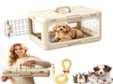 Foldable Hard Cat Carrier, Transparent Pet Crate for Cats & Small Dogs, Collapsible Travel Kennel V1107-136-47040-WHT