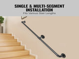 Pipe Stair Handrail, 1.8m Staircase Handrail, 200KG Load Capacity Carbon Steel Pipe Handrail, V952-TZBGSLTFSGYG6G9AAV0